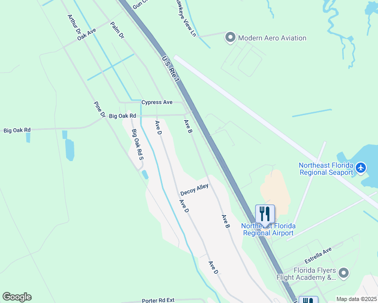 map of restaurants, bars, coffee shops, grocery stores, and more near 5197 Avenue B in St. Augustine