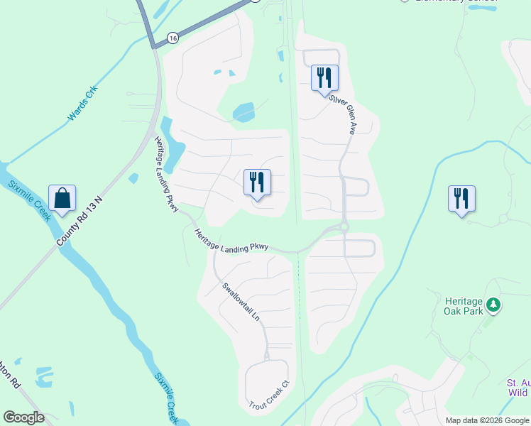 map of restaurants, bars, coffee shops, grocery stores, and more near 1248 Splendid Ravine Street in St. Augustine
