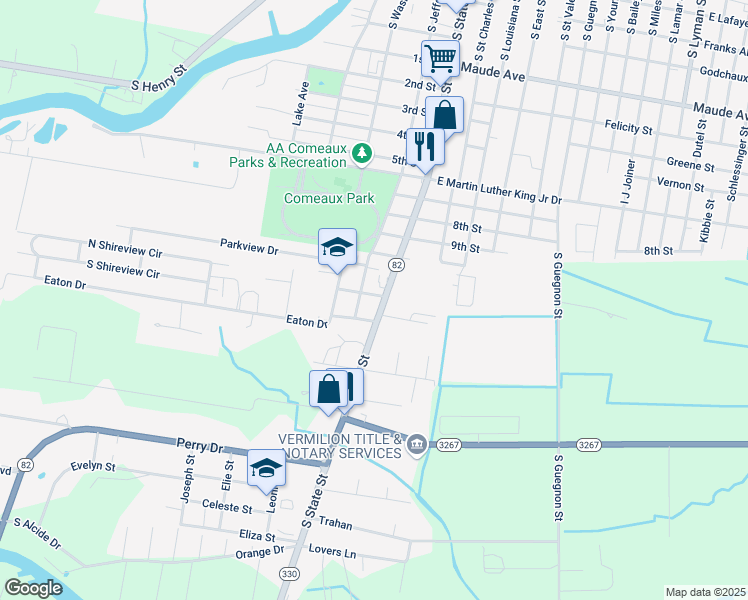 map of restaurants, bars, coffee shops, grocery stores, and more near 1500 Abshire Drive in Abbeville