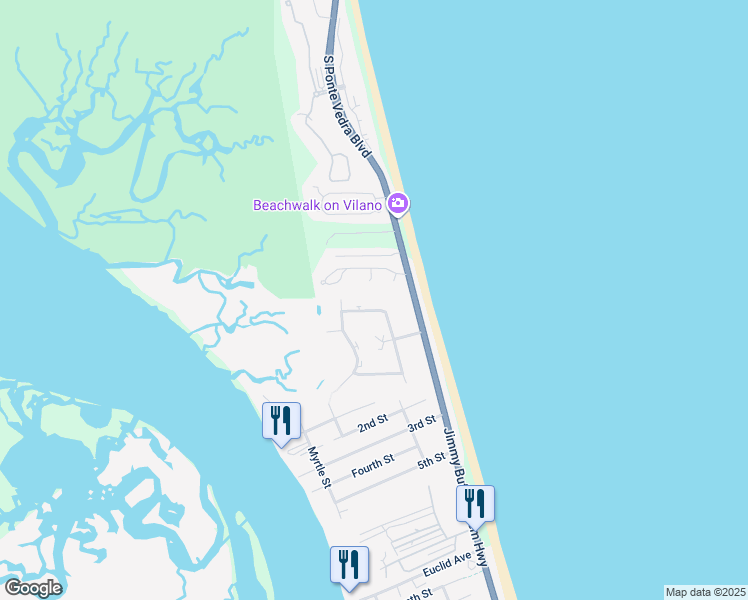 map of restaurants, bars, coffee shops, grocery stores, and more near 308 Coconut Grove Court in St. Augustine