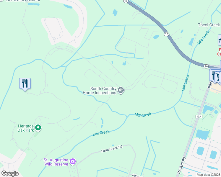 map of restaurants, bars, coffee shops, grocery stores, and more near 1735 East Cobblestone Lane in St. Augustine