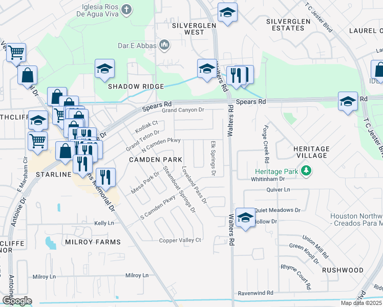 map of restaurants, bars, coffee shops, grocery stores, and more near 11951 Medicine Bow Circle in Houston