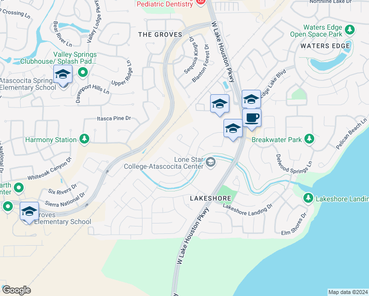 map of restaurants, bars, coffee shops, grocery stores, and more near 13026 Laguna Vista Lane in Houston