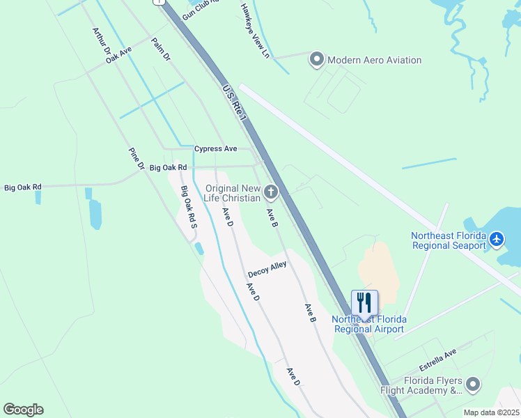 map of restaurants, bars, coffee shops, grocery stores, and more near 5197 Avenue B in St. Augustine