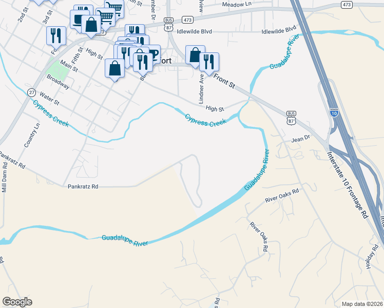 map of restaurants, bars, coffee shops, grocery stores, and more near 82-98 Pankratz Rd in Comfort