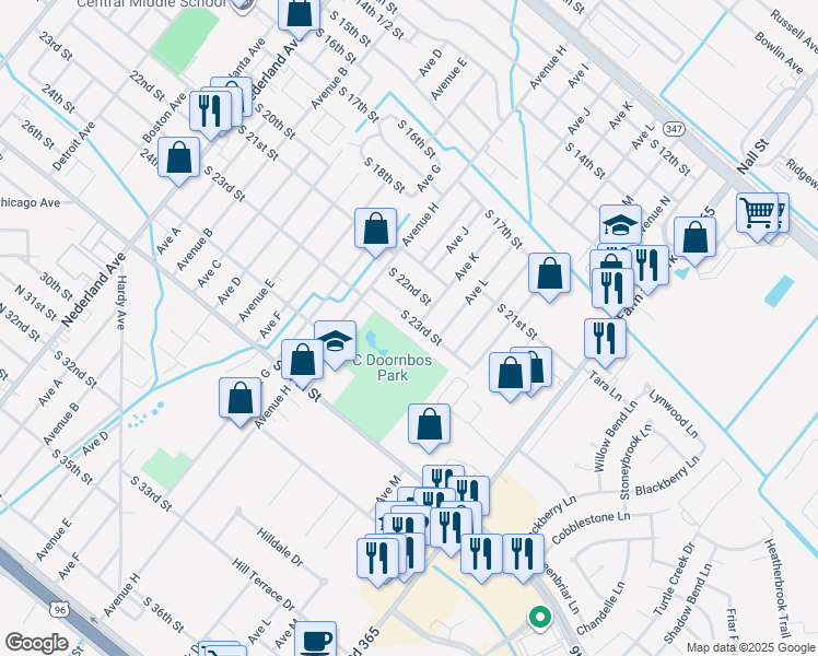 map of restaurants, bars, coffee shops, grocery stores, and more near 1108 S 23rd St in Nederland