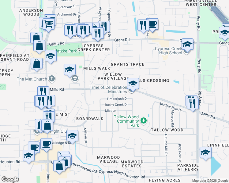 map of restaurants, bars, coffee shops, grocery stores, and more near 10370 Solitaire Circle in Houston