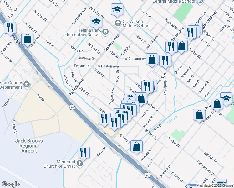 map of restaurants, bars, coffee shops, grocery stores, and more near 408 34th Street in Nederland