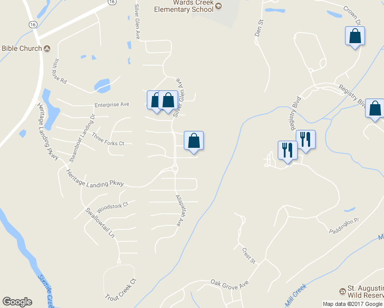 map of restaurants, bars, coffee shops, grocery stores, and more near 424 Lake Monroe Place in St. Augustine