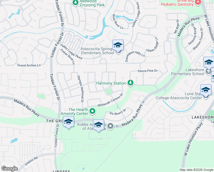 map of restaurants, bars, coffee shops, grocery stores, and more near 12915 Fernbank Forest Drive in Atascocita