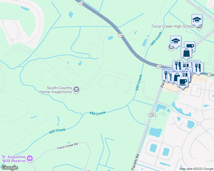 map of restaurants, bars, coffee shops, grocery stores, and more near 1455 Barrington Circle in St. Augustine