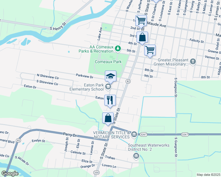 map of restaurants, bars, coffee shops, grocery stores, and more near 1502 Sylvester Street in Abbeville