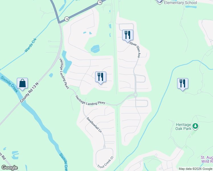 map of restaurants, bars, coffee shops, grocery stores, and more near 1248 Splendid Ravine Street in St. Augustine