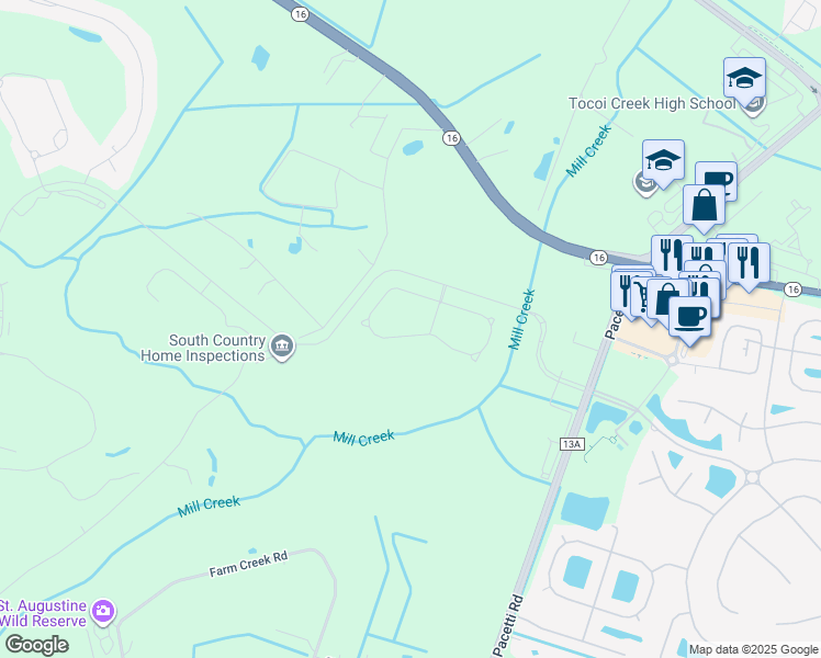 map of restaurants, bars, coffee shops, grocery stores, and more near 1455 Barrington Circle in St. Augustine