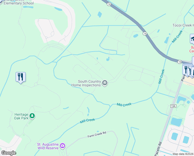 map of restaurants, bars, coffee shops, grocery stores, and more near 1735 East Cobblestone Lane in St. Augustine