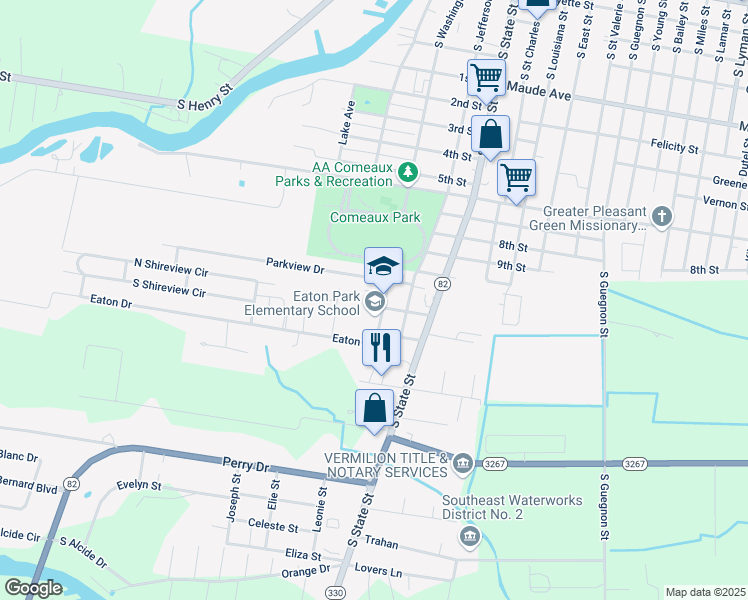 map of restaurants, bars, coffee shops, grocery stores, and more near 1502 Sylvester Street in Abbeville