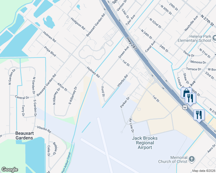 map of restaurants, bars, coffee shops, grocery stores, and more near 8065 Ford Street in Nederland