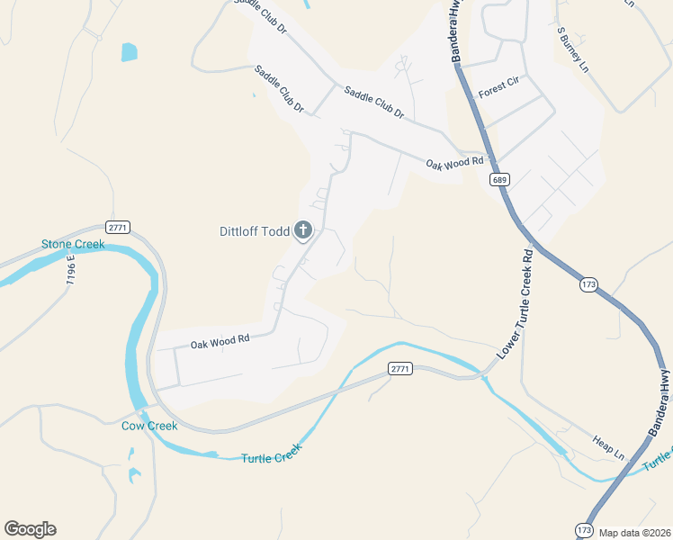 map of restaurants, bars, coffee shops, grocery stores, and more near 111 Woodland Road East in Kerrville