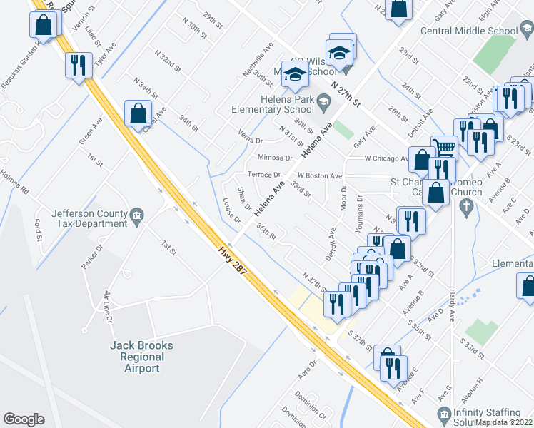 map of restaurants, bars, coffee shops, grocery stores, and more near 3535 Helena Ave in Nederland
