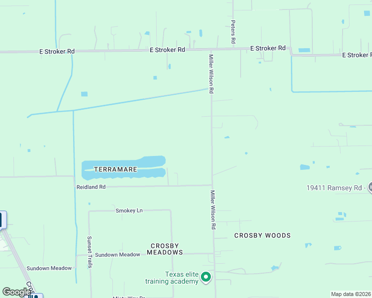 map of restaurants, bars, coffee shops, grocery stores, and more near 19805-19815 Miller Wilson Road in Crosby