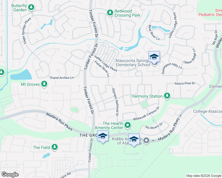 map of restaurants, bars, coffee shops, grocery stores, and more near 16874 Olympic National Drive in Atascocita