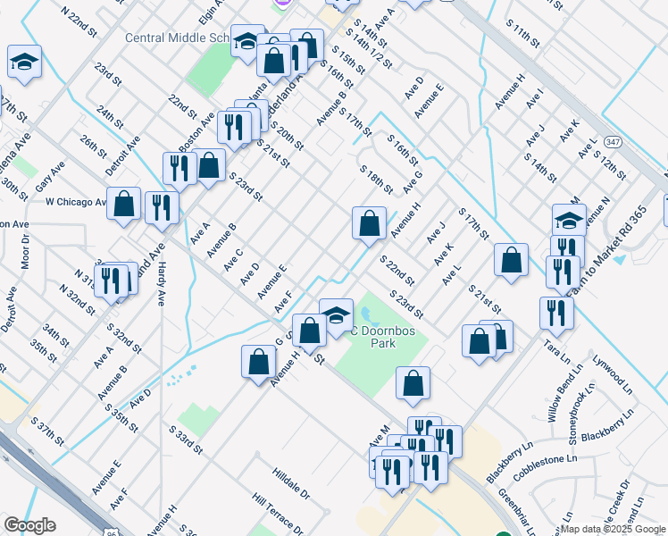 map of restaurants, bars, coffee shops, grocery stores, and more near 724 S 23rd St in Nederland