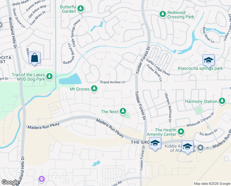 map of restaurants, bars, coffee shops, grocery stores, and more near 12210 Richardson Fort Way in Atascocita