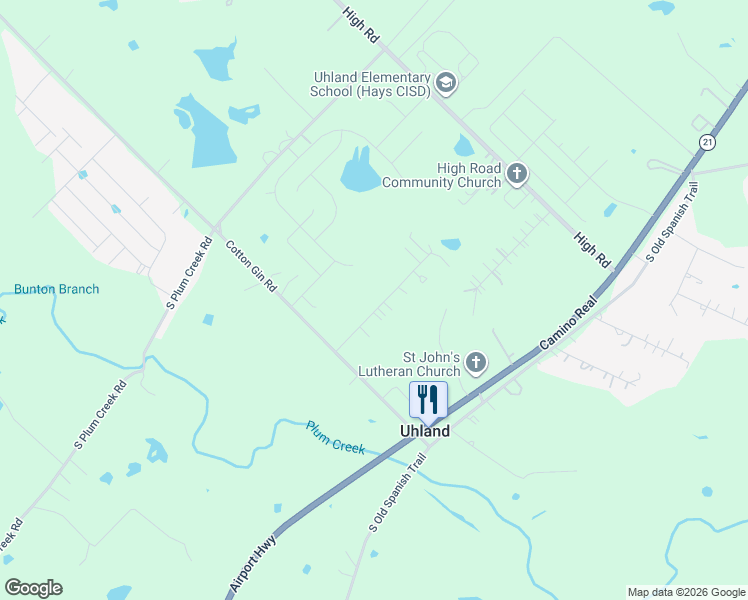 map of restaurants, bars, coffee shops, grocery stores, and more near 14 Summer Sun Cove in Uhland