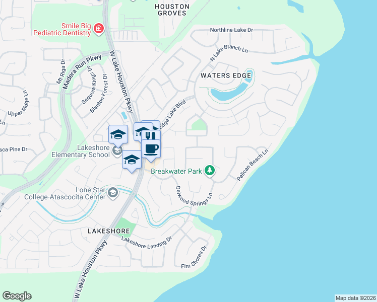 map of restaurants, bars, coffee shops, grocery stores, and more near 13507 Navigate Point Lane in Houston