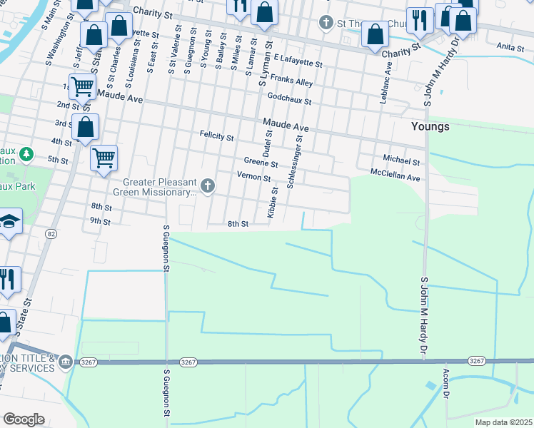 map of restaurants, bars, coffee shops, grocery stores, and more near Schlessinger Street in Abbeville