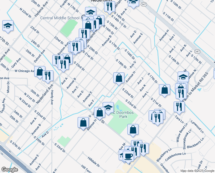 map of restaurants, bars, coffee shops, grocery stores, and more near 724 South 23rd Street in Nederland