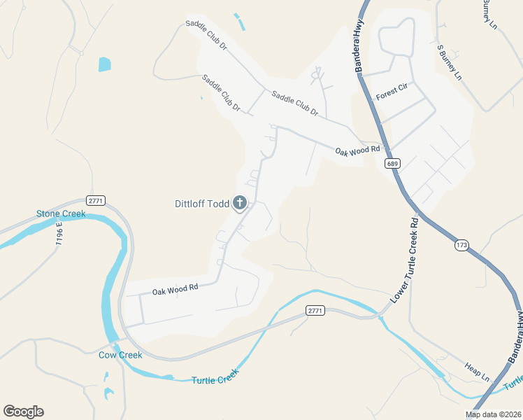 map of restaurants, bars, coffee shops, grocery stores, and more near 245 Oak Wood Road in Kerrville