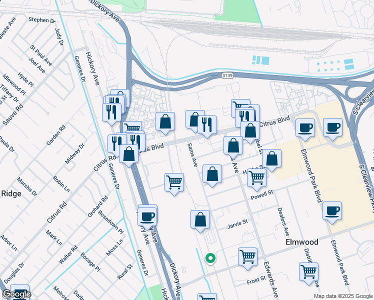 map of restaurants, bars, coffee shops, grocery stores, and more near in New Orleans