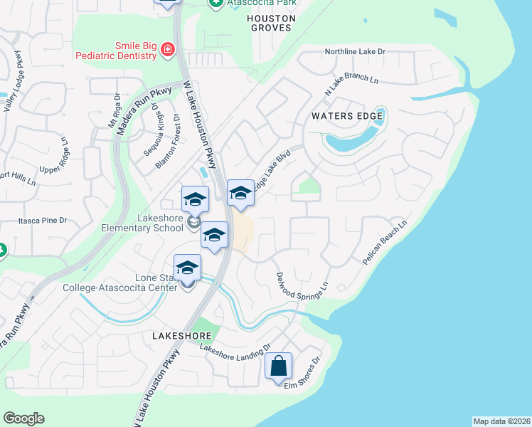 map of restaurants, bars, coffee shops, grocery stores, and more near Spirit Lake Court in Houston