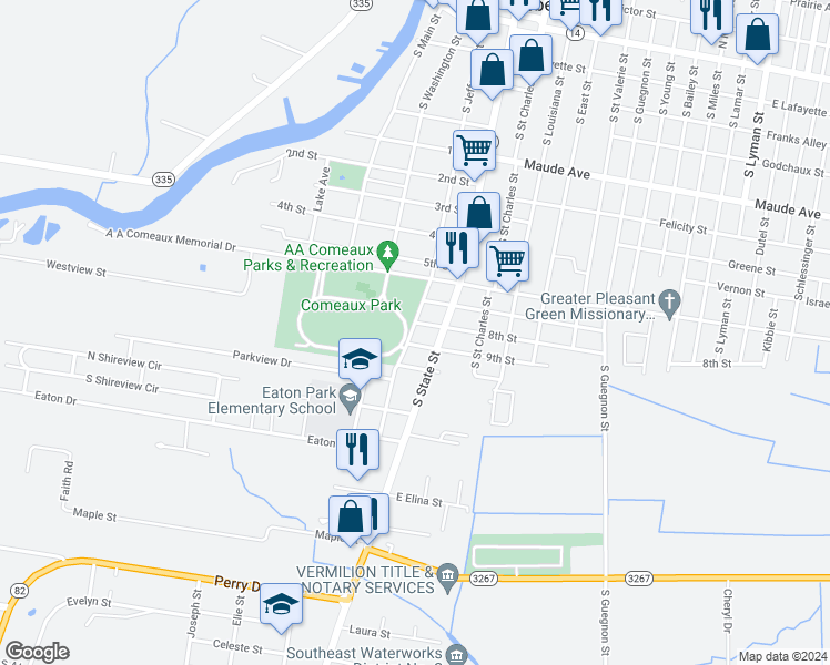 map of restaurants, bars, coffee shops, grocery stores, and more near 1201 South Jefferson Street in Abbeville