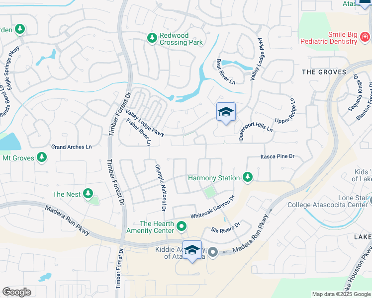 map of restaurants, bars, coffee shops, grocery stores, and more near 12818 Madison Boulder Lane in Humble