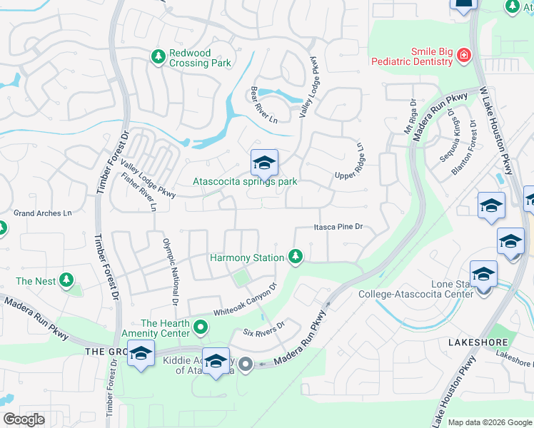 map of restaurants, bars, coffee shops, grocery stores, and more near 13006 Clover Creek Point Lane in Humble