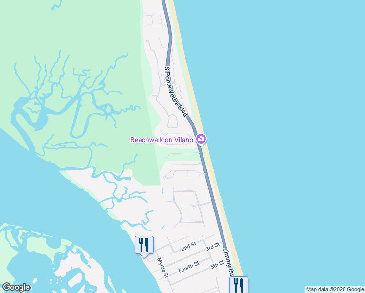 map of restaurants, bars, coffee shops, grocery stores, and more near 272 Kingston Drive in St. Augustine