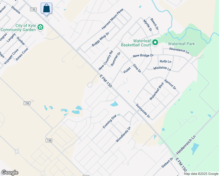 map of restaurants, bars, coffee shops, grocery stores, and more near 184 Juniper Springs Road in Kyle