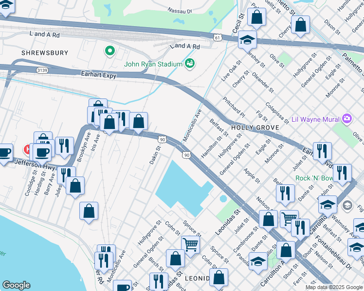 map of restaurants, bars, coffee shops, grocery stores, and more near 111 Jefferson Heights Avenue in Jefferson