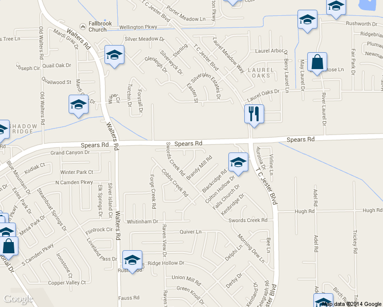 map of restaurants, bars, coffee shops, grocery stores, and more near 2406 Brush Hollow Road in Houston