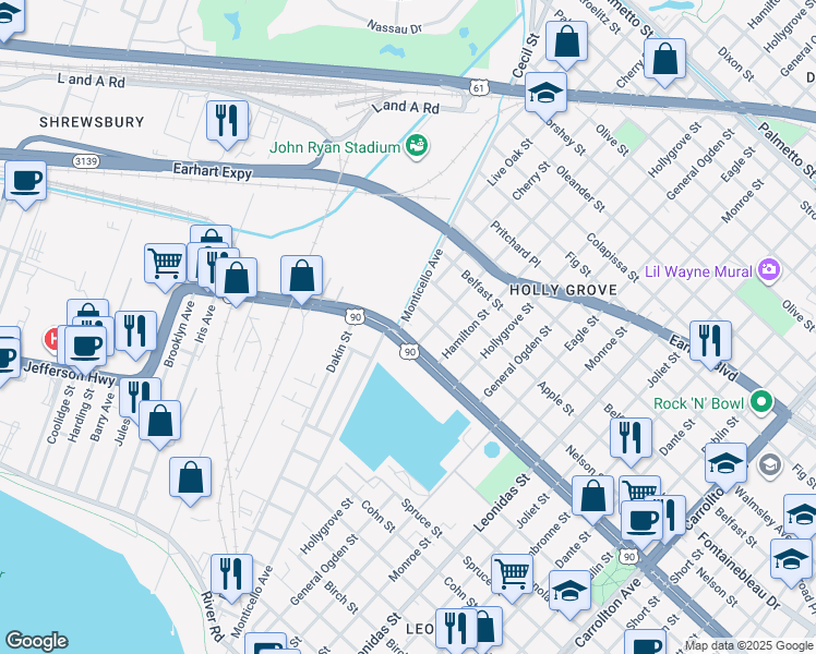 map of restaurants, bars, coffee shops, grocery stores, and more near 111 Jefferson Heights Avenue in Jefferson