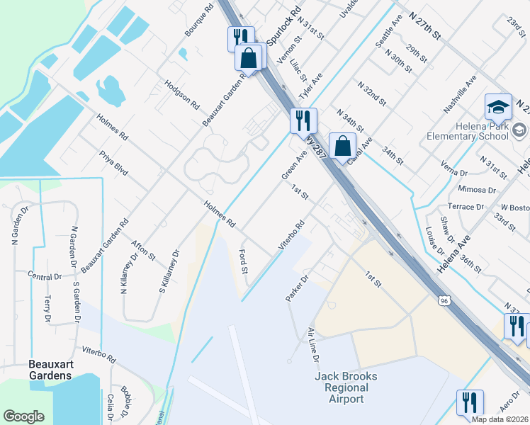 map of restaurants, bars, coffee shops, grocery stores, and more near 8013 Green Avenue in Nederland