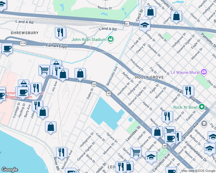 map of restaurants, bars, coffee shops, grocery stores, and more near 111 Jefferson Heights Avenue in Jefferson