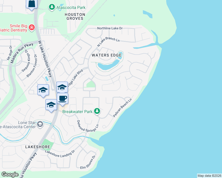 map of restaurants, bars, coffee shops, grocery stores, and more near 13714 Lake Livingston Drive in Houston