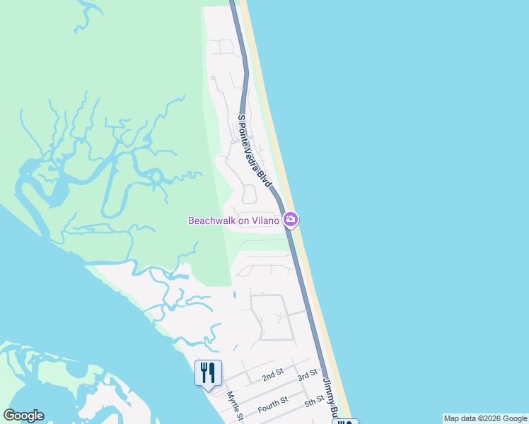 map of restaurants, bars, coffee shops, grocery stores, and more near 125 Kingston Drive in Saint Augustine