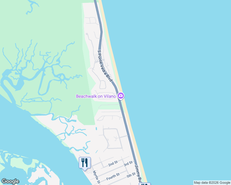 map of restaurants, bars, coffee shops, grocery stores, and more near 100 Kingston Drive in St. Augustine