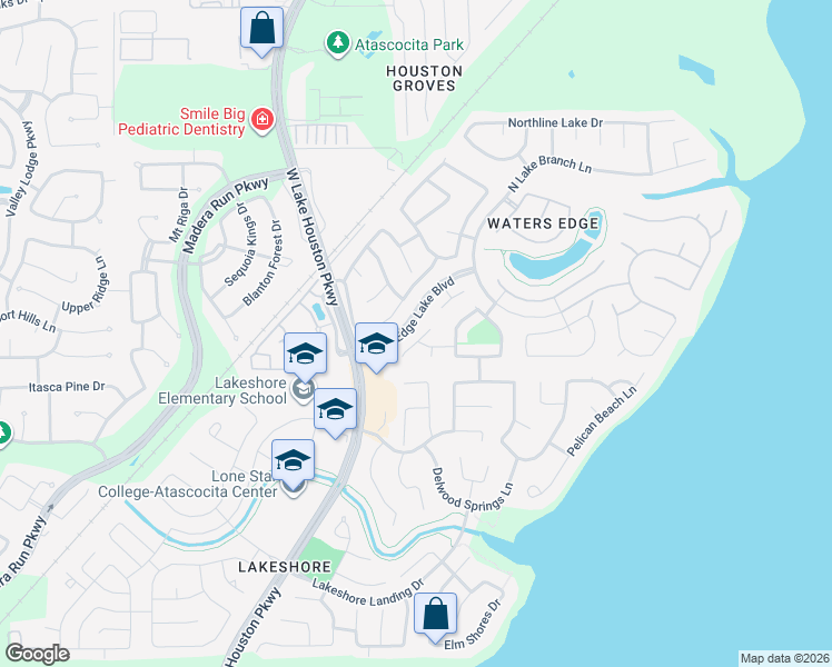 map of restaurants, bars, coffee shops, grocery stores, and more near 16649 Conner Creek Lane in Houston