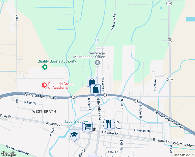 map of restaurants, bars, coffee shops, grocery stores, and more near 800 North Broadway Street in Erath