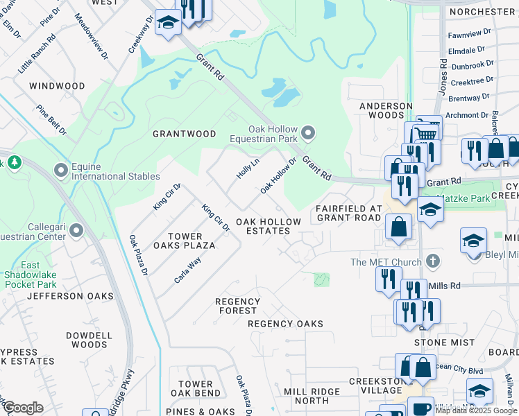 map of restaurants, bars, coffee shops, grocery stores, and more near 11334 Water Oak Lane in Cypress